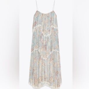 Zara ZW Collection Printed Dress with Ruffles NWT
